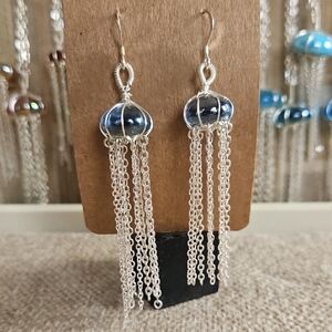 Blue Glass Jellyfish Earrings